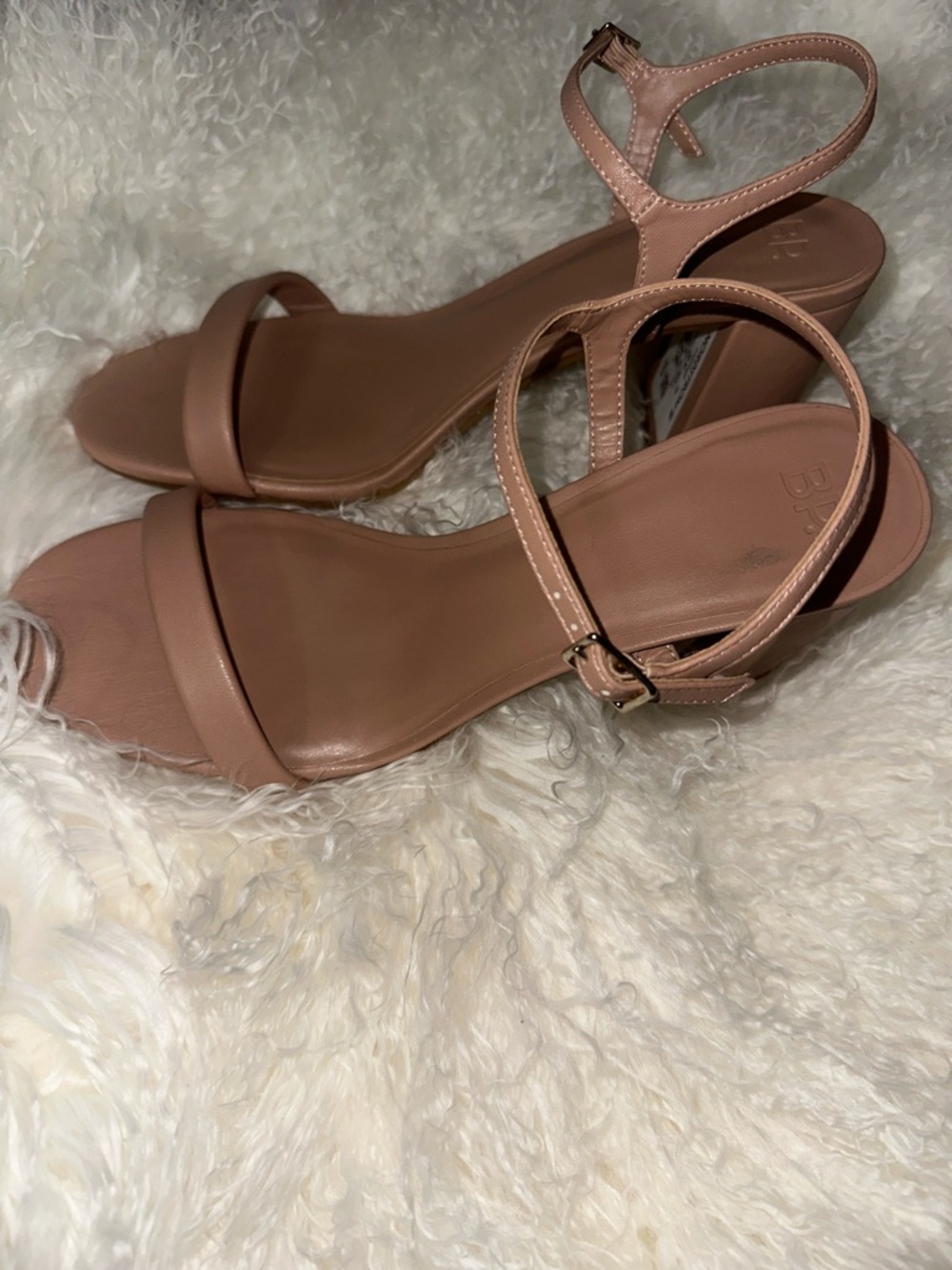 bp Blush Pink Ankle Strap Block Heel Sandals
